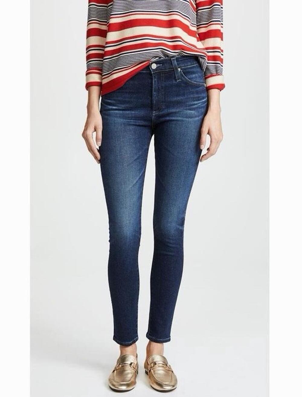 AG Adriano Goldschmied High Rise Brooks Dark Wash Farrah Skinny Jeans - Size 10